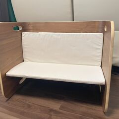 【商談中】HOPPL コロコロチェア＆デスク（ウォールナット色）・専用デスクカバー／座面クッション付きの画像