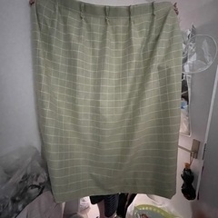 緑チェック柄カーテン　110x140