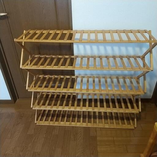 お話し中 木製 ラック 折り畳み ５段