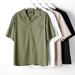 UNIQLOコットン開衿ホワイトシャツの画像