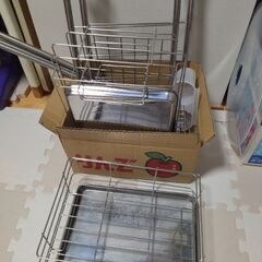 水切りラック シンク上 ステンレス 燕三条 ワイド カゴ 大容量...