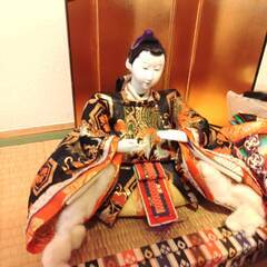 ひな祭り用　おひなさま（ひな祭り模様のタペストリー付き）の画像