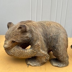 くま　彫刻　木製　置き物　飾り　お土産　3台セット　工芸品　アンティークの画像