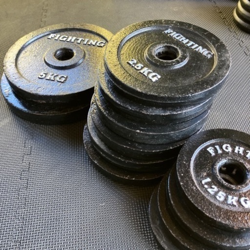 ダンベルセット 計75kg シャフト4本 スプリングカラー2本