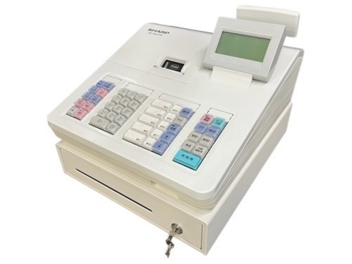 NO.1185【美品】SHARP シャープ 電子レジスタ XE-A207W-W レジスター ホワイト 鍵付き 中古品 動作確認済み