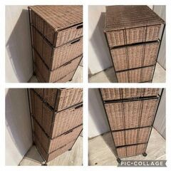 ラタン　収納家具　幅42.5㎝　奥行35㎝　高さ100㎝　＃28071の画像