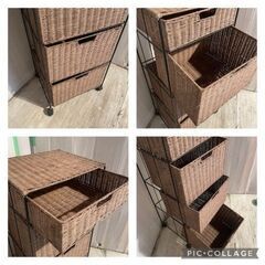 ラタン　収納家具　幅42.5㎝　奥行35㎝　高さ100㎝　＃28071の画像