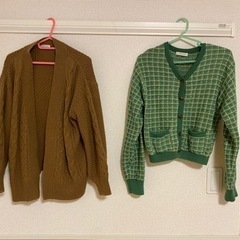 【決定】カーディガン　ブラウン　グリーン