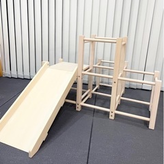 【完売】木製 ジャングルジム  滑り台付き  ホワイト 