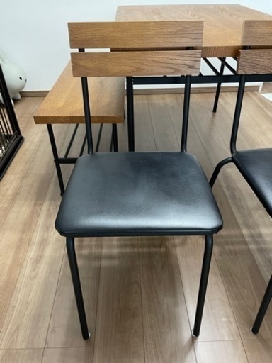 アイアン×木目調　ダイニング　4点セット