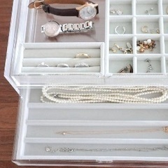 良品！無印良品 重なるアクリルケース２段引出・大アクセサリー収納ケースの画像