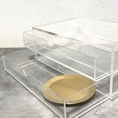 良品！無印良品 重なるアクリルケース２段引出・大アクセサリー収納ケースの画像