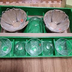 【売約済】お値下げ中！昭和レトロ カメイガラス そうめん中鉢、だし入セットの画像