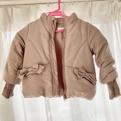 お話し中　ブランシェス　110cm ダウン　コート　くすみピンク　リボンの画像