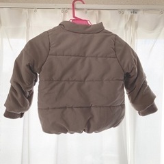 お話し中　ブランシェス　110cm ダウン　コート　くすみピンク　リボンの画像