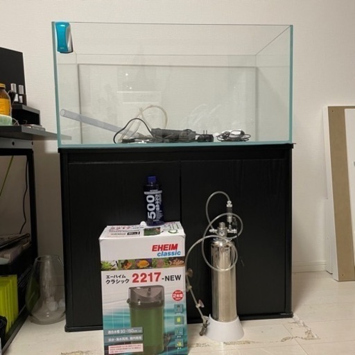 美品アクアリウムセット　アクロ90cm水槽　スーパークリア　Co2ジェネレーター　エーハイム2217 ヒーター　冷風器　セット
