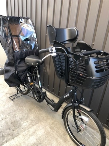 売切■子供乗せ自転車 BAA3人乗り対応 ママフレロック 後ろ同乗器 レインカバー付き オートライト変速付きブラック