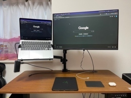 LG 27インチモニター、モニターアーム