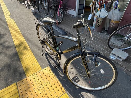 自転車　黒色　27インチ　No.1216　6段ギア付き　ベル付き　　【リサイクルショップどりーむ鹿大前店】