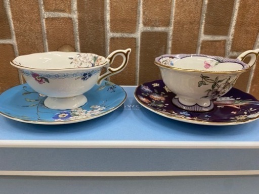 【愛品館 江戸川店】 ワンダーラスト アップルブロッサム&ミッドナイトクレーン ティーカップ&ソーサー ID:102-026979-007