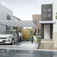 お洒落　外構工事　愛媛県　カーポート　LIXIL アーキフラン2台用　施工費、税込みの画像
