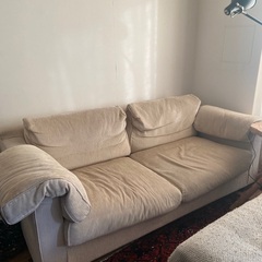 三人掛けソファ　(オットマン付き) コーデュロイ生地　ベージュ