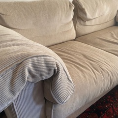 三人掛けソファ　(オットマン付き) コーデュロイ生地　ベージュの画像