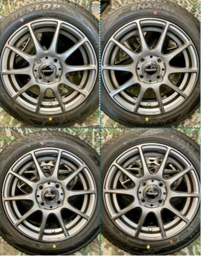 「商談中」⑧ 155/65R14  新品ダンロップタイヤ4本と中古美品ホイールとナット付き
