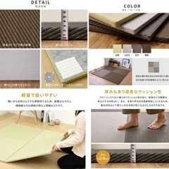 6枚組　約W82×D82×H2.5cm【水拭きできる】い草風 PP 置き畳 縁なし 滑り止め 「綾模様」 4カラーの画像
