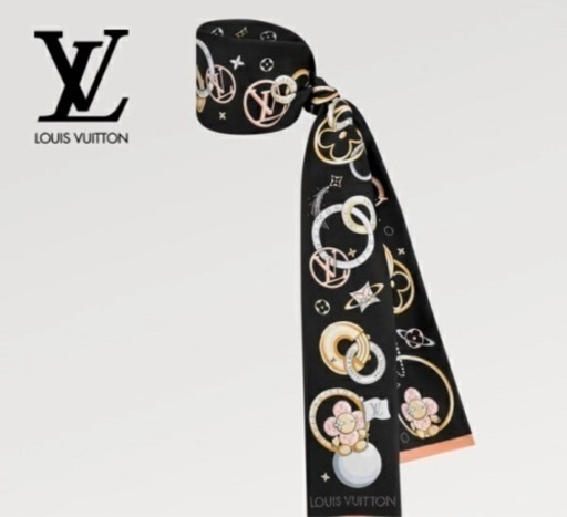 LOUIS VUITTON ルイ・ヴィトン　スカーフ　バンドー　ヴィヴィエンヌ アンド ビヨンド　シルク 100% ノワール　リバーシ