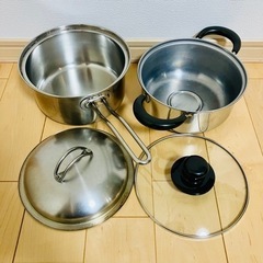 【中古】イワタニ　岩谷産業　カセットコンロ　CB-AS-1　片手鍋＋両手鍋セットの画像