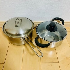 【中古】イワタニ　岩谷産業　カセットコンロ　CB-AS-1　片手鍋＋両手鍋セットの画像