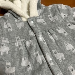 西松屋　ジャンプスーツ　80 アルパカ　クマ耳　中綿ロンパース　厚手カバーオールの画像