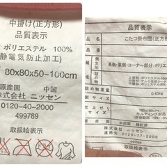 最終お値下げ！ ニッセン  ドッド柄の正方形のこたつ布団と中布団セット(省スペース)の画像