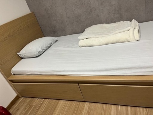 【美品】IKEA シングルベッド MALM 収納ボックス2個付き