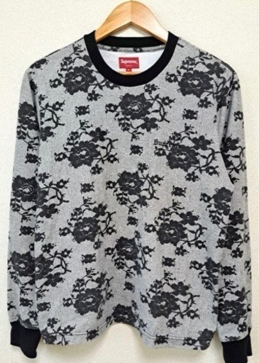 美品☆Supreme ワンポイントロゴ 花柄 刺繍 ロンT フラワー長袖Tシャツ