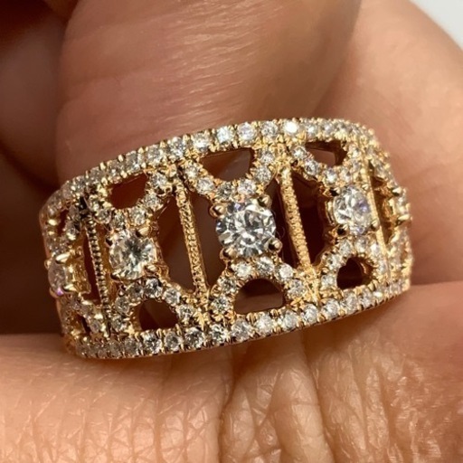 売り切れました。K18PG ピンクゴールド　ダイヤモンドリング　 0.75ct 5.8g 鑑別書付