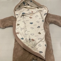 First Closet バギーオール もこもこフリース 恐竜 トサカ付き(ベージュ×70cm)の画像