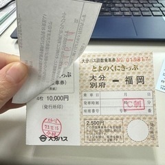 大分バス　大分別府⇄福岡　バスチケット