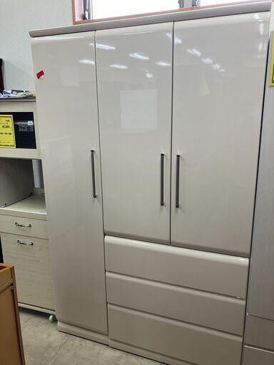 マルミツ ホワイト プッシュ 引き出し付 クローゼット ワードローブ 幅120cm 洋服ダンス 衣類収納 大容量クローゼット 洋服収納 洋タンス 箪笥 おしゃれ クリーニング済 堺市 石津【ジャングルジャングルサカイ石津店】