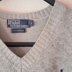 ラルフローレン RALPH LAUREN コットンニットベスト グレー　Lの画像