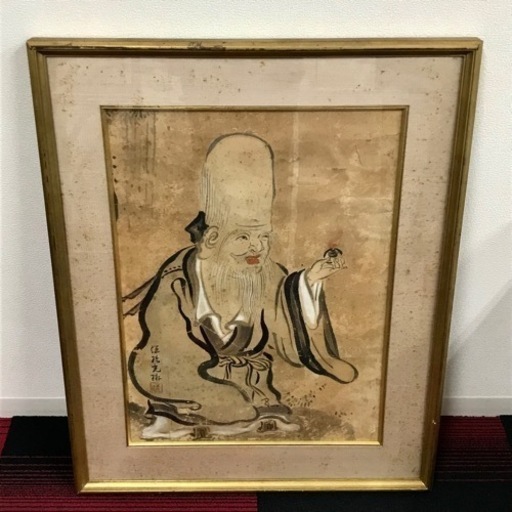 m115603骨董品 アート 水墨画 福禄寿 寿老人骨董 美術品 老人画賛 日本画 墨 中古品
