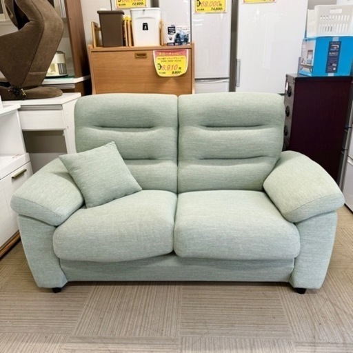 【美品‼️】定価89,990円♪ ニトリ 166cm幅2人掛けソファ(NポケットA12) 布製グレイッシュグリーン♪