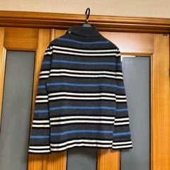 グレーボーダータートルニットの画像