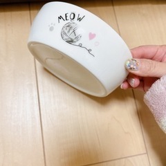 新品未使用　底重め　ズレない　ペットボウル 猫 小型犬　食器 フードボウル 陶器の画像