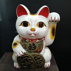 招き猫　陶器　貯金箱　約25×40　