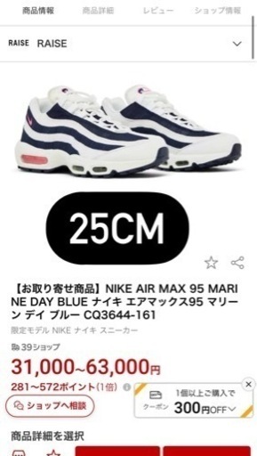 美品　激安　25cm    NIKE AIR MAX 95 MARINE DAY BLUE ナイキ エアマックス95 マリーン デイ ブルー CQ3644-161