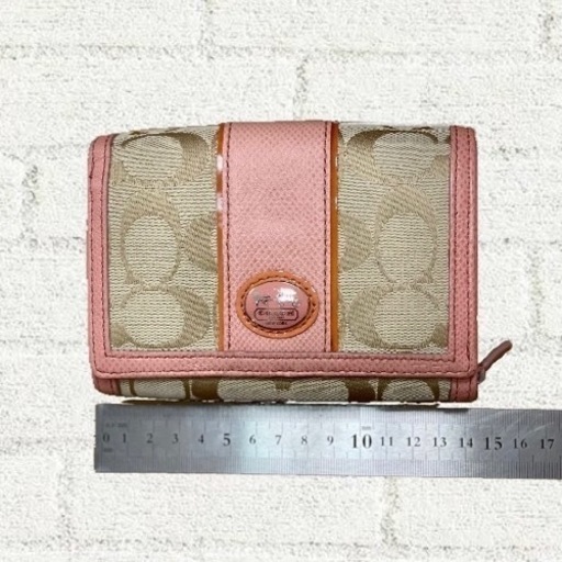 1点限定/COACH】コーチ シグネチャー サーモンピンク 2つ折財布