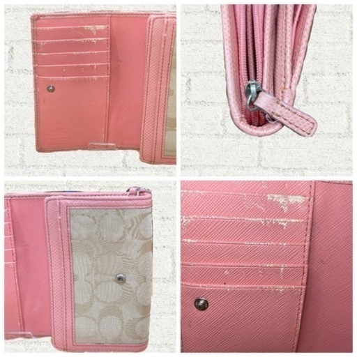 【1点限定/COACH】コーチ シグネチャー サーモンピンク ２つ折財布