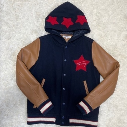 極美品】TOMMY トミー スタジャン レザー ネイビー ブラウン Mサイズ